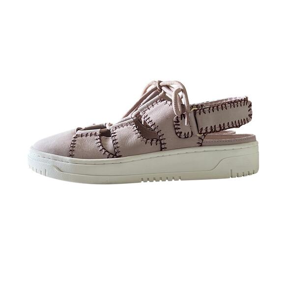 FREE PEOPLE Thirty Love Cut Away Sneakers Pink White Sz 9 Adjustable Lace Up - Picture 5 of 11